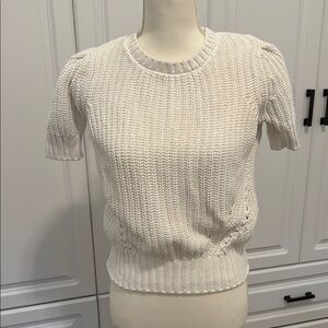 Cream Knit Short Sleeve Sweater